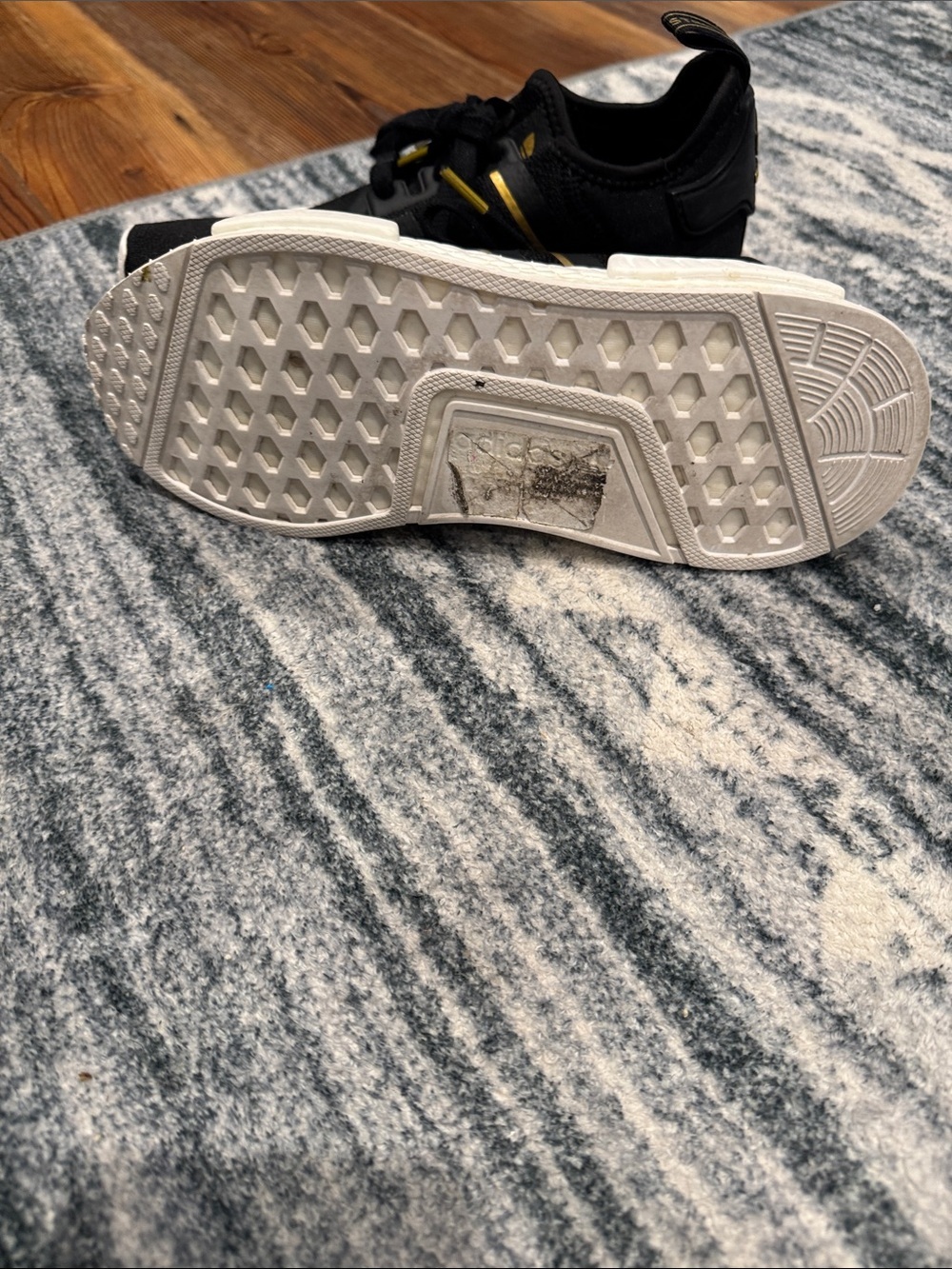adidas Women's Black with Gold Accent NMD R1 Sneakers - Picture 4 of 5
